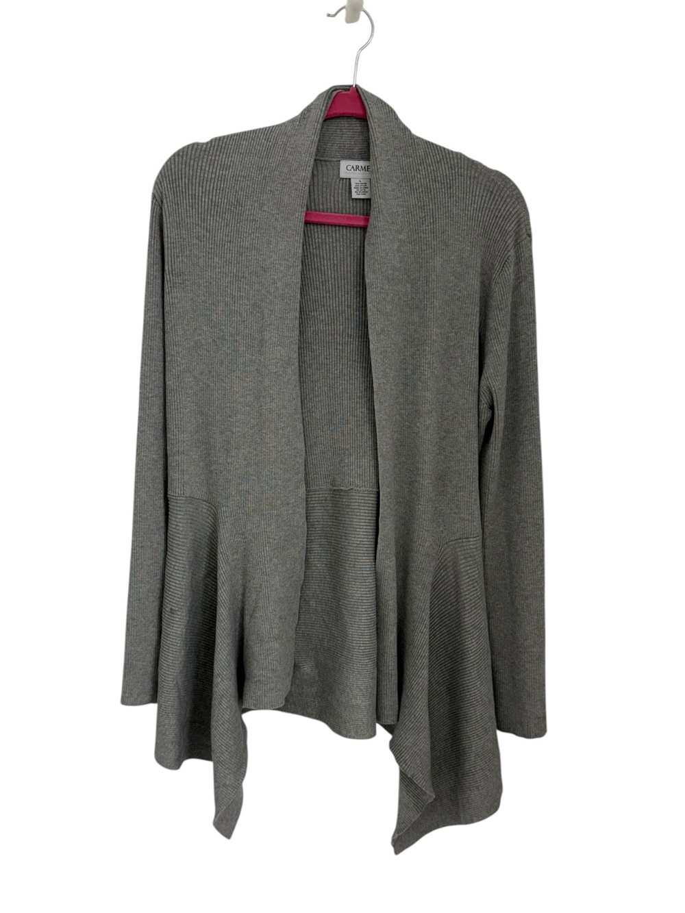 Carmen Carmen Marc Valvo ribbed waterfall open cardigan Light gray size large